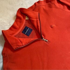 Tommy Bahama 1/4 Zip Mens Sz L Orange Pima Cotton Pullover Golf
